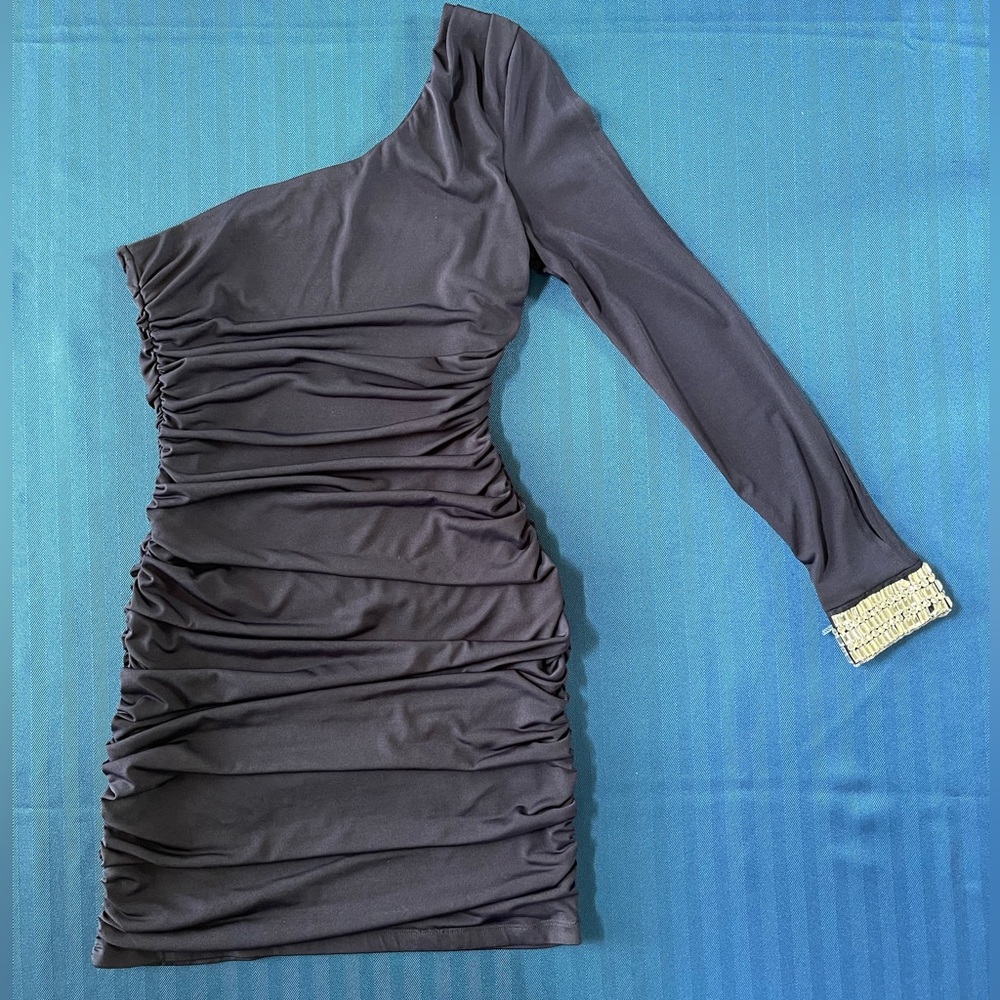 Honey and Rosie - Asymmetrical Ruched Bodycon Dress